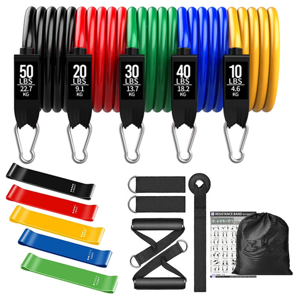 Resistance Bands Set Indoor Multifunctional Latex Elastic Cord Fitness Training Chest Full Body Workout Equipments for Home Gym