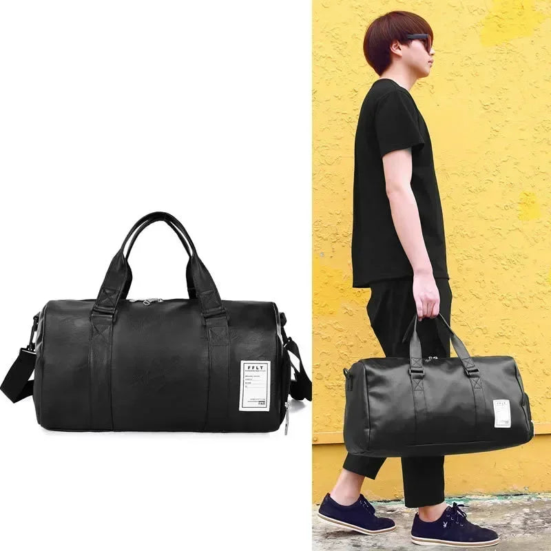 Gym Bag Leather Sports Bags Dry Wet Bags for Men Women Training for Shoes Fitness Yoga Travel Luggage Shoulder Sport Bag