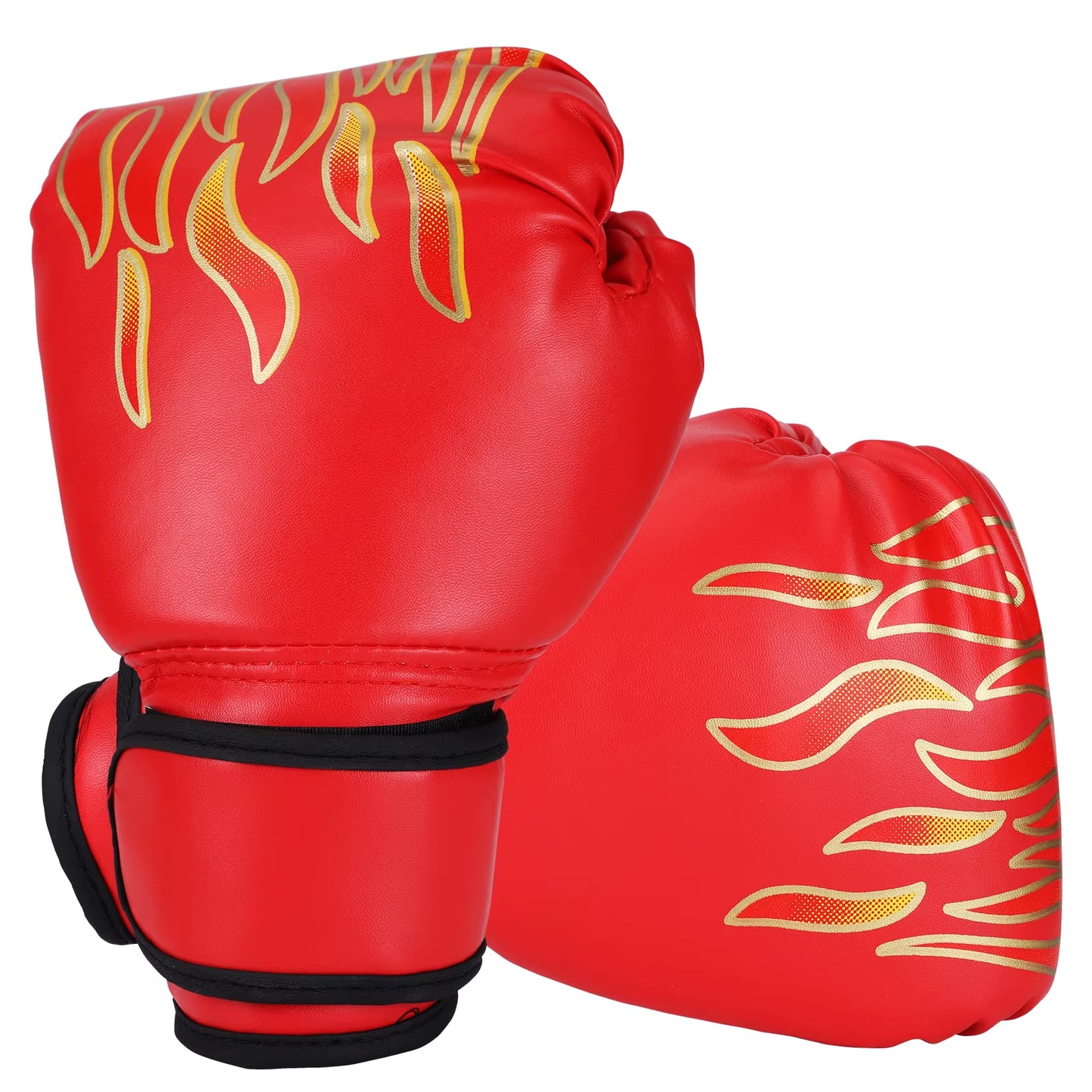 Kids Boxing Gloves Children Punching Training Sparring Comfortable Adjustable Fighting Mitts Hand Protector Black