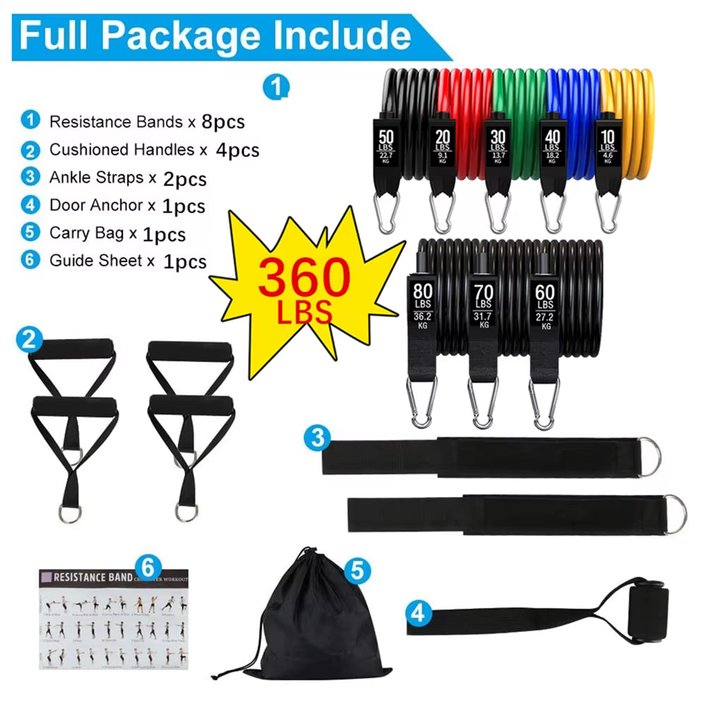 Resistance Bands Set Indoor Multifunctional Latex Elastic Cord Fitness Training Chest Full Body Workout Equipments for Home Gym
