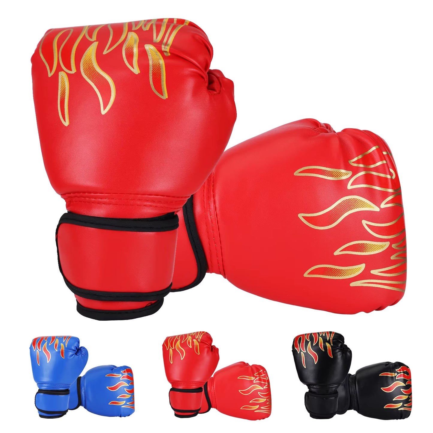 Kids Boxing Gloves Children Punching Training Sparring Comfortable Adjustable Fighting Mitts Hand Protector Black