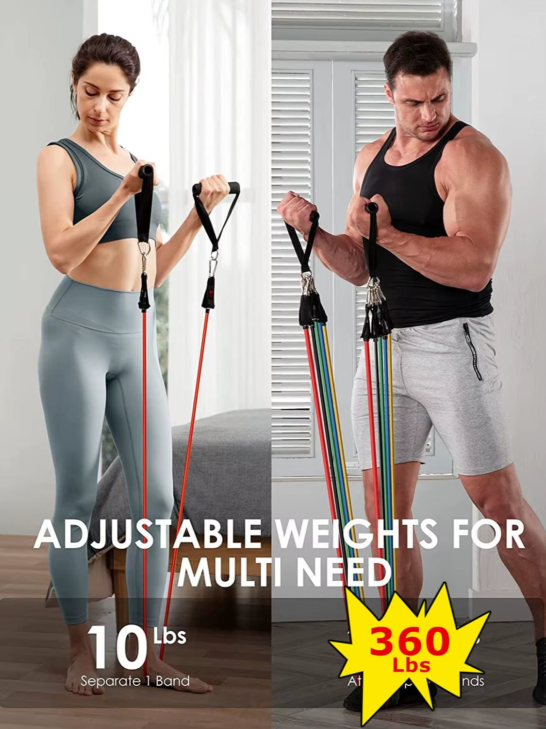 Resistance Bands Set Indoor Multifunctional Latex Elastic Cord Fitness Training Chest Full Body Workout Equipments for Home Gym