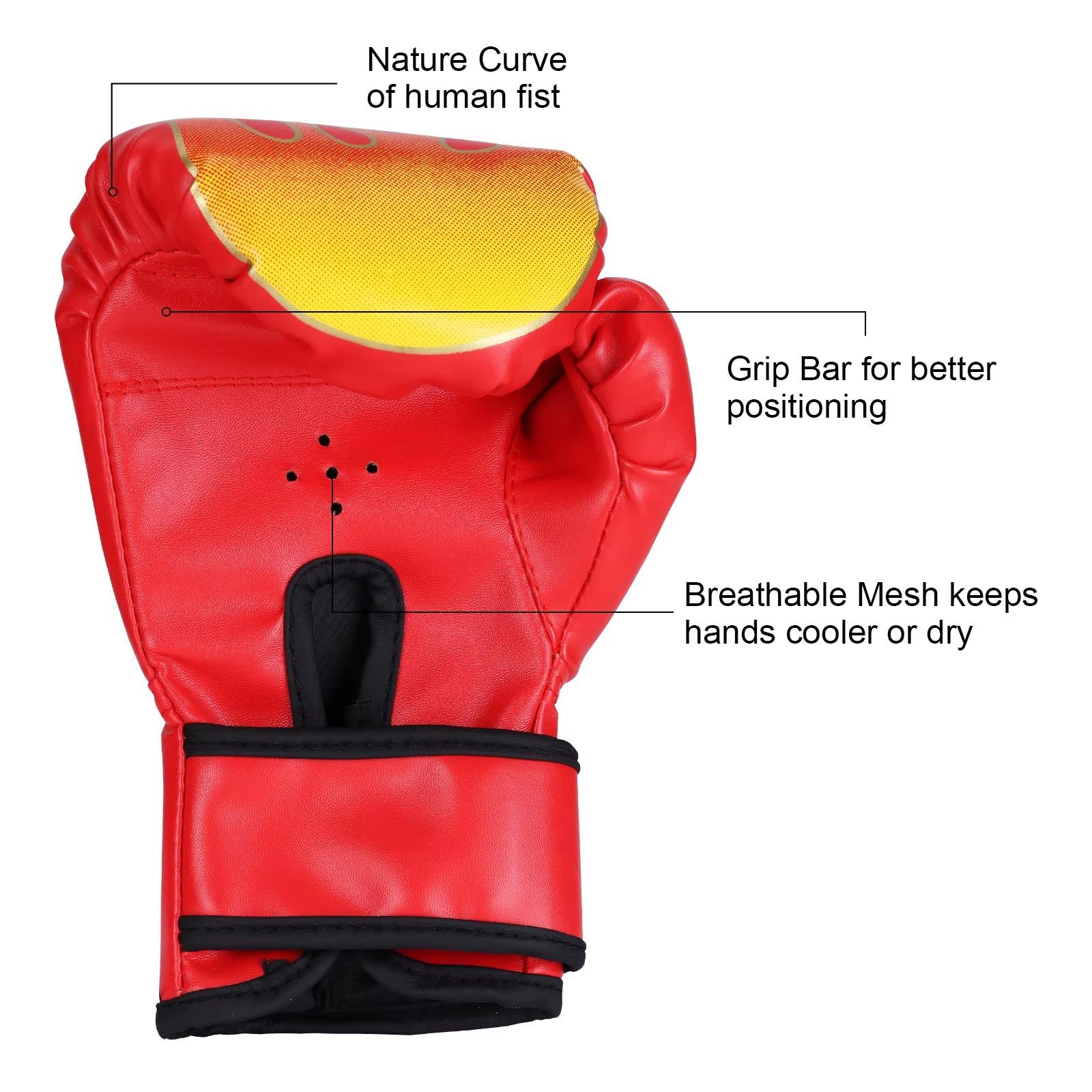 Kids Boxing Gloves Children Punching Training Sparring Comfortable Adjustable Fighting Mitts Hand Protector Black