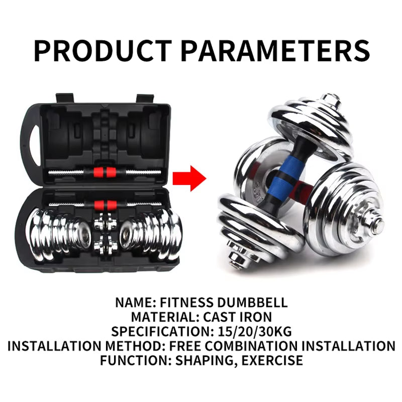 15KG Adjustable Weight Dumbbells Fitness Dumbbell Electroplating Weight Bars Gym Dumbbells Barbell Set for Men Body Building Hot