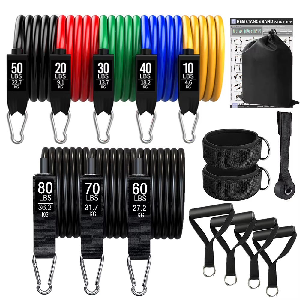 Resistance Bands Set Indoor Multifunctional Latex Elastic Cord Fitness Training Chest Full Body Workout Equipments for Home Gym