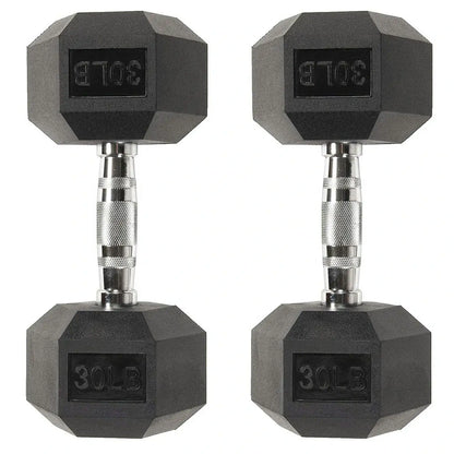 Six-Sided Rubber Coated Hex Dumbbell Sets